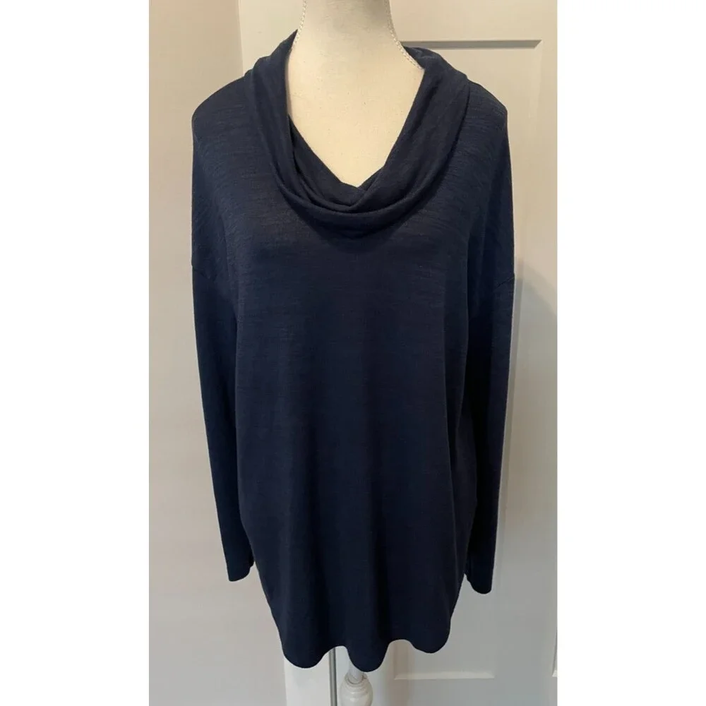 BANANA REPUBLIC Womens Knit TOP Long Sleeve BLUE Cowl Neck Size L